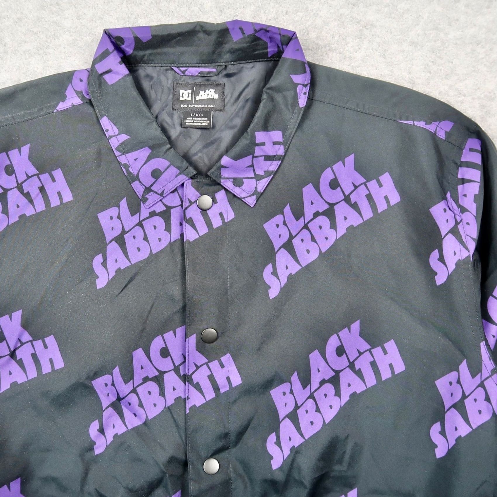 Vintage DC Shoes x Black Sabbath Coaches Jacket Mens L Black Purple NWT ADYJK03142 Size US L / EU 52-54 / 3 - 3 Thumbnail