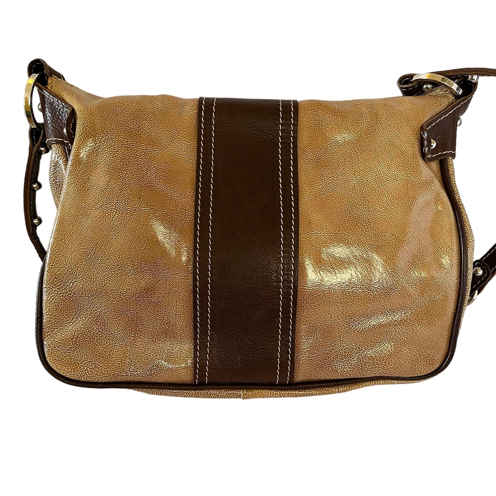 Other Vin Baker Tan Brown Patent Leather Chain Strap Satchel Bag Size ONE SIZE - 2 Thumbnail