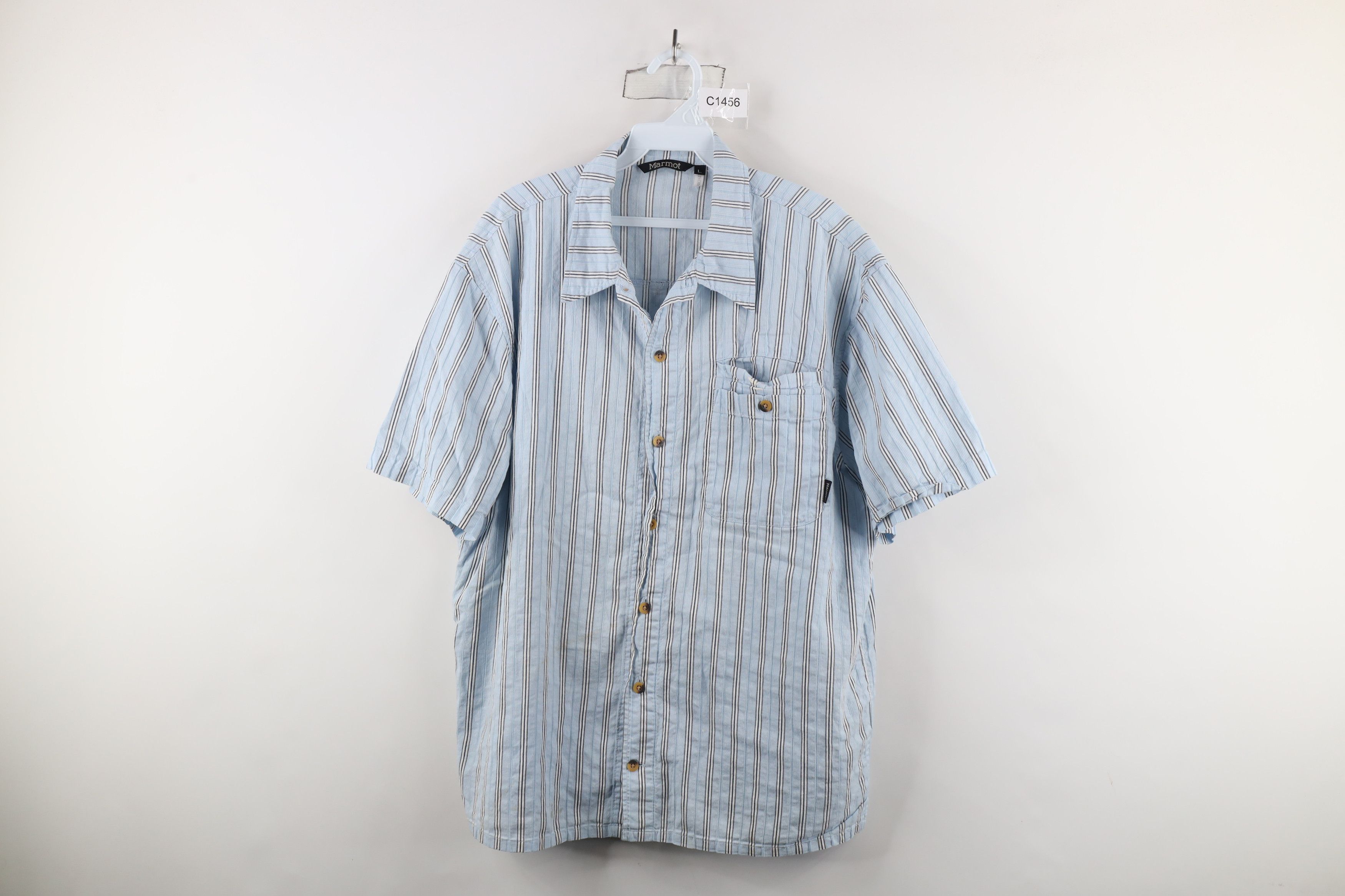 Marmot × Vintage Marmot Striped Seersucker Short Sleeve Button Shirt Blue Size US L / EU 52-54 / 3 - 1 Thumbnail