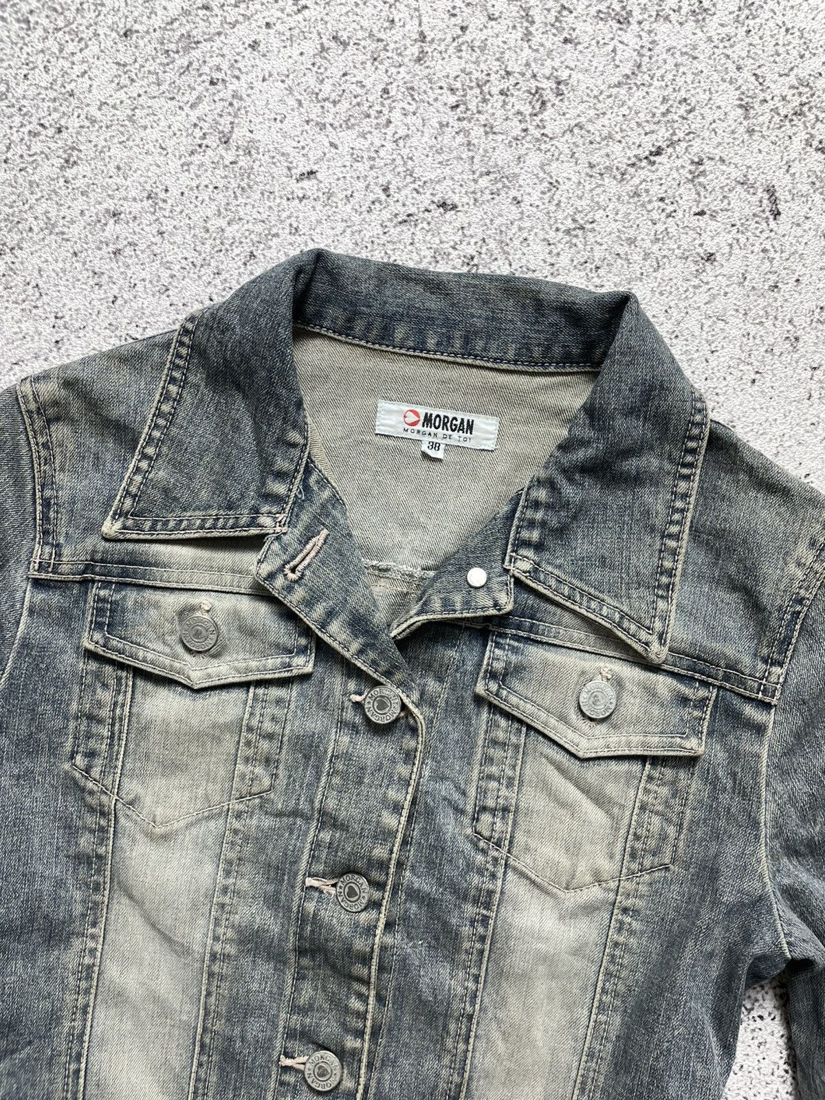 Morgan Homme 2000s Morgan Homme - Mud Wash Denim Jacket Jeans Fade Gothic Size XS / US 0-2 / IT 36-38 - 2 Thumbnail