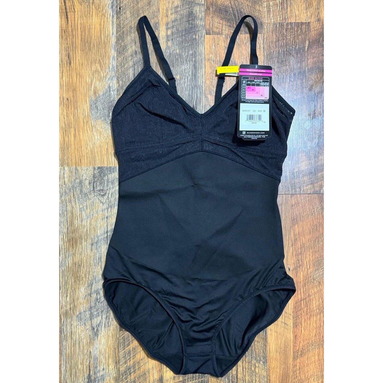 Maiden Noir Maidenform Women Lace Black Bodysuit Tame Your Tummy Size M Size M / US 6-8 / IT 42-44 - 5 Thumbnail