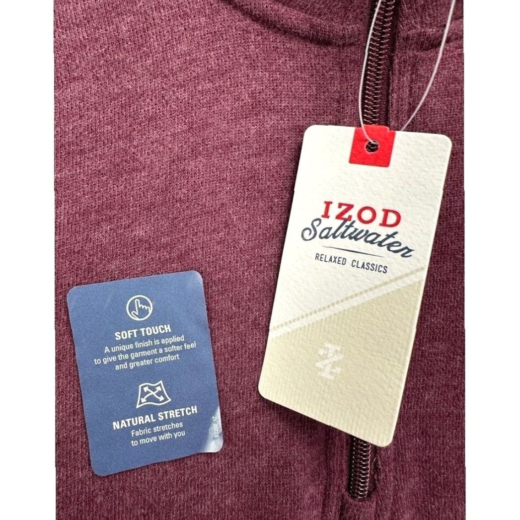 Izod IZOD Saltwater Sweater Men Large Burgundy Relaxed Fleece Pullover Sweatshirt NEW Size US L / EU 52-54 / 3 - 7 Thumbnail
