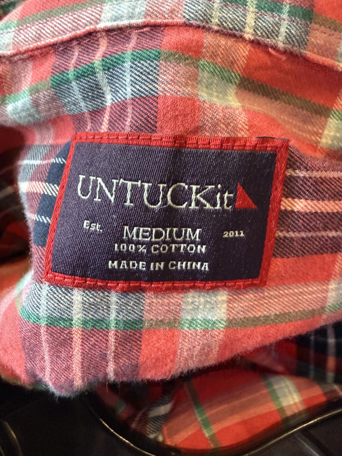 UNTUCKit Men's Medium Red Plaid Button-Up Shirt by UNTUCKit Size US M / EU 48-50 / 2 - 2 Thumbnail