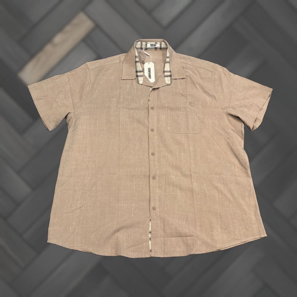 Vintage NWT Coofandy Shirt Mens 2XL Tan Short Sleeve Button Up Casual Relaxed Size US XXL / EU 58 / 5 - 1 Thumbnail