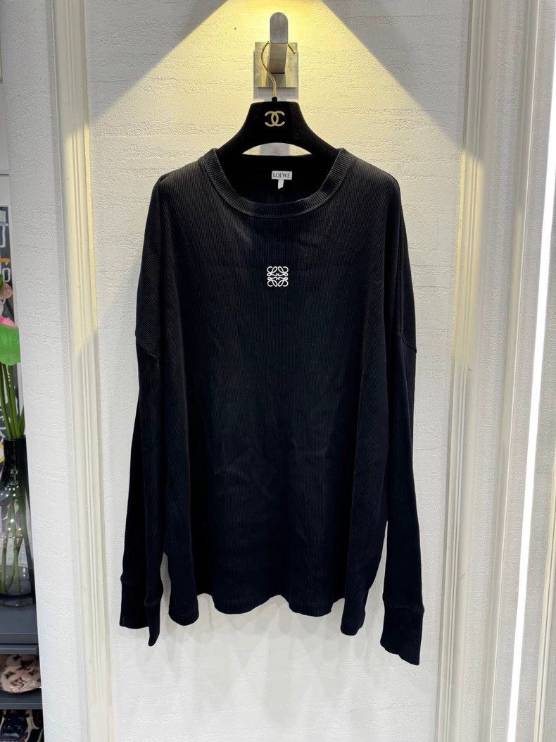 LOEWE Black chest embroidered Logo long sleeve shirt