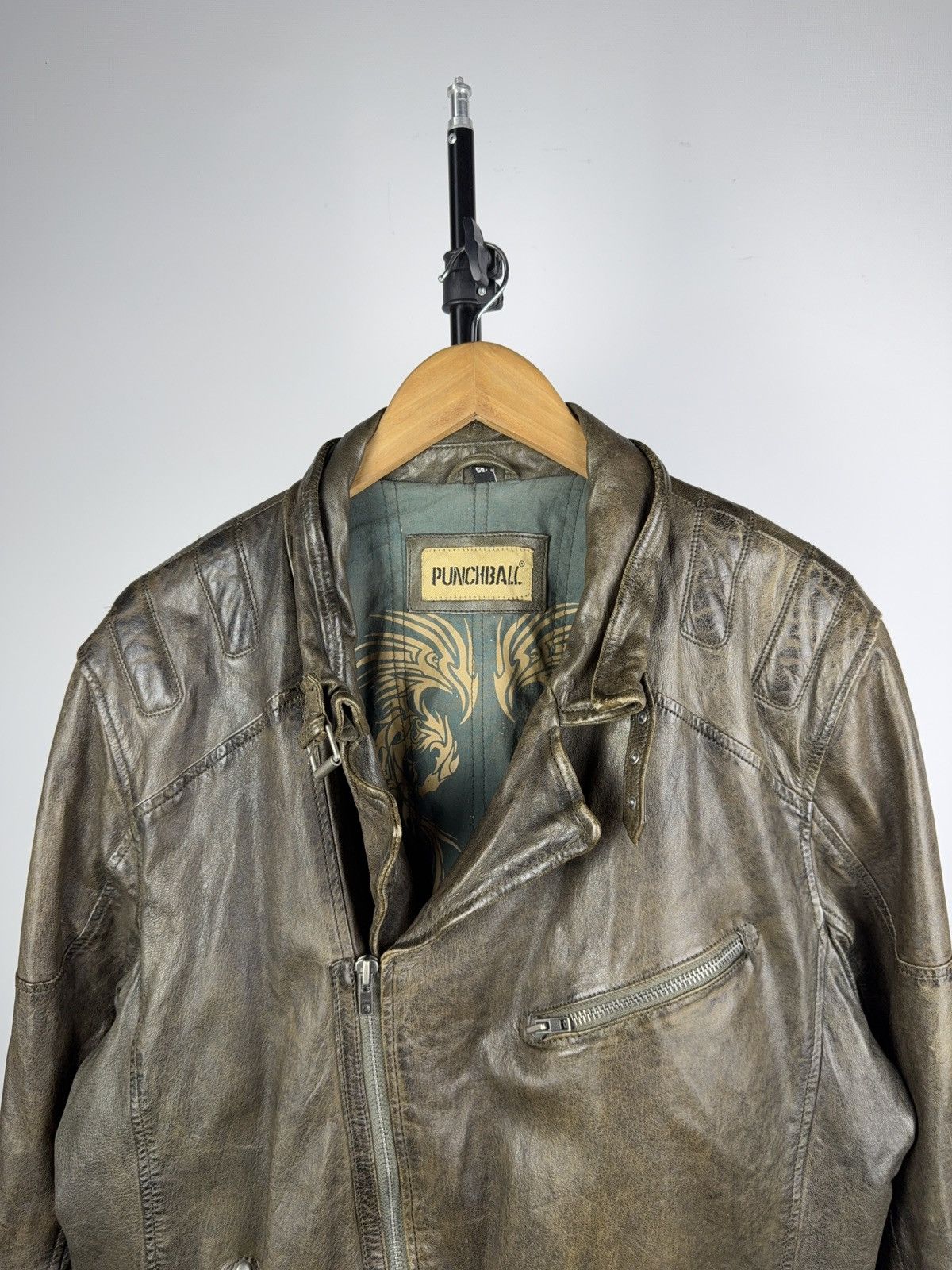Leather Vintage 90s Genuine Leather MOTO Bomber Jacket Rock Punk Size US XL / EU 56 / 4 - 2 Thumbnail