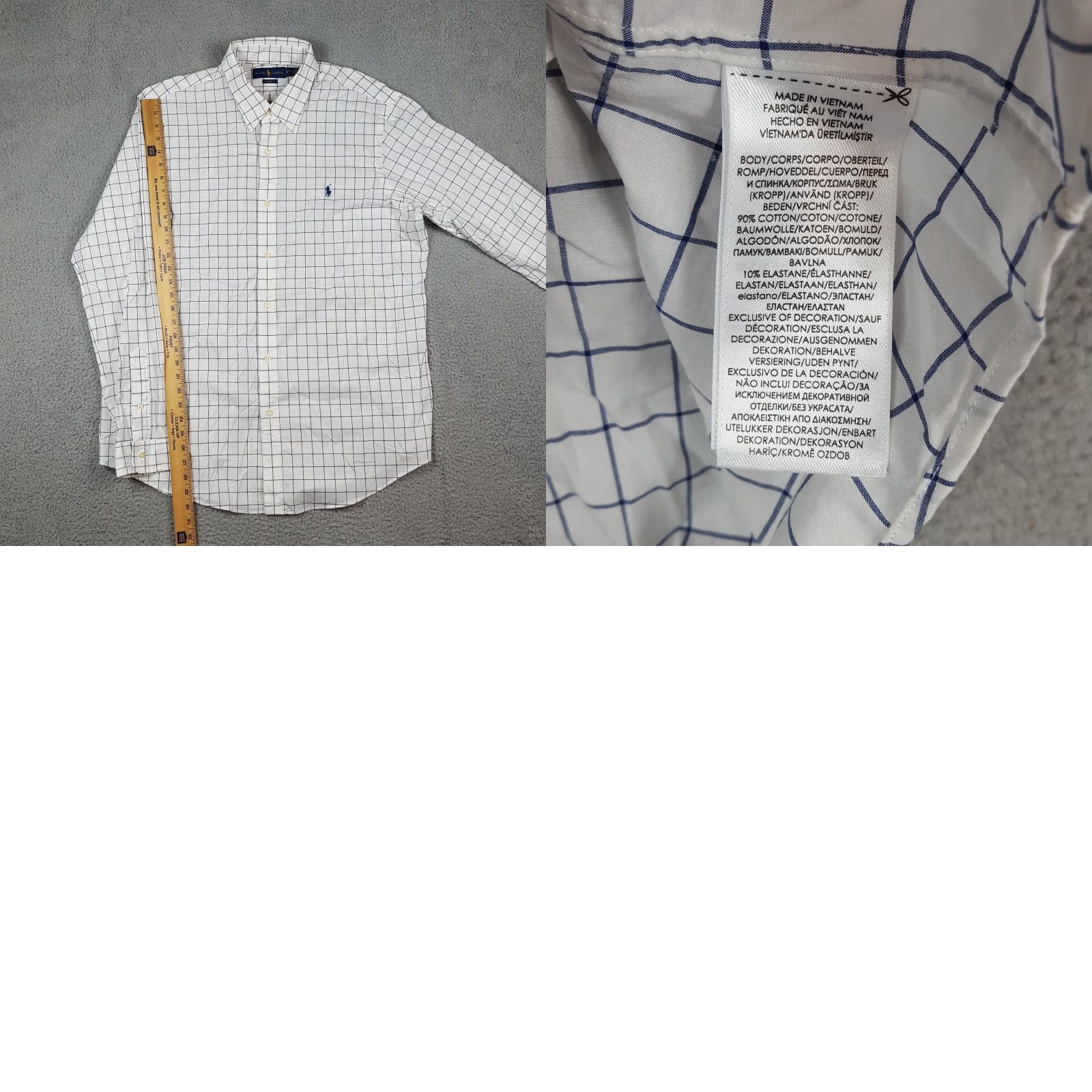Ralph Lauren VINTAGE Ralph Lauren Men's Button-Down Shirt XL White Checked Collared Preppy Casual Workwear 90s Size 46R - 8 Thumbnail