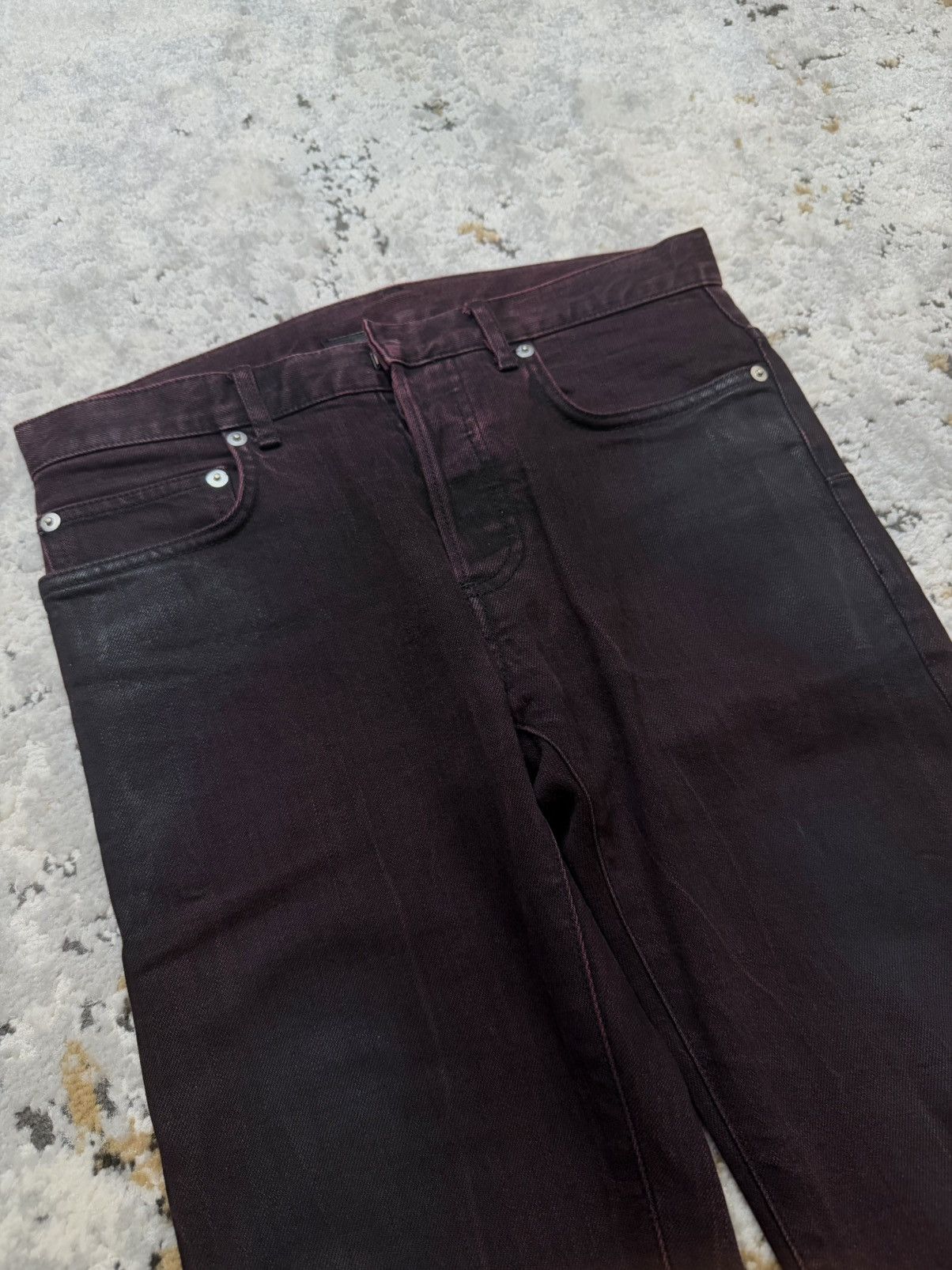 Dior Dior homme japan exclusive waxed maroon denim Size US 27 - 4 Thumbnail