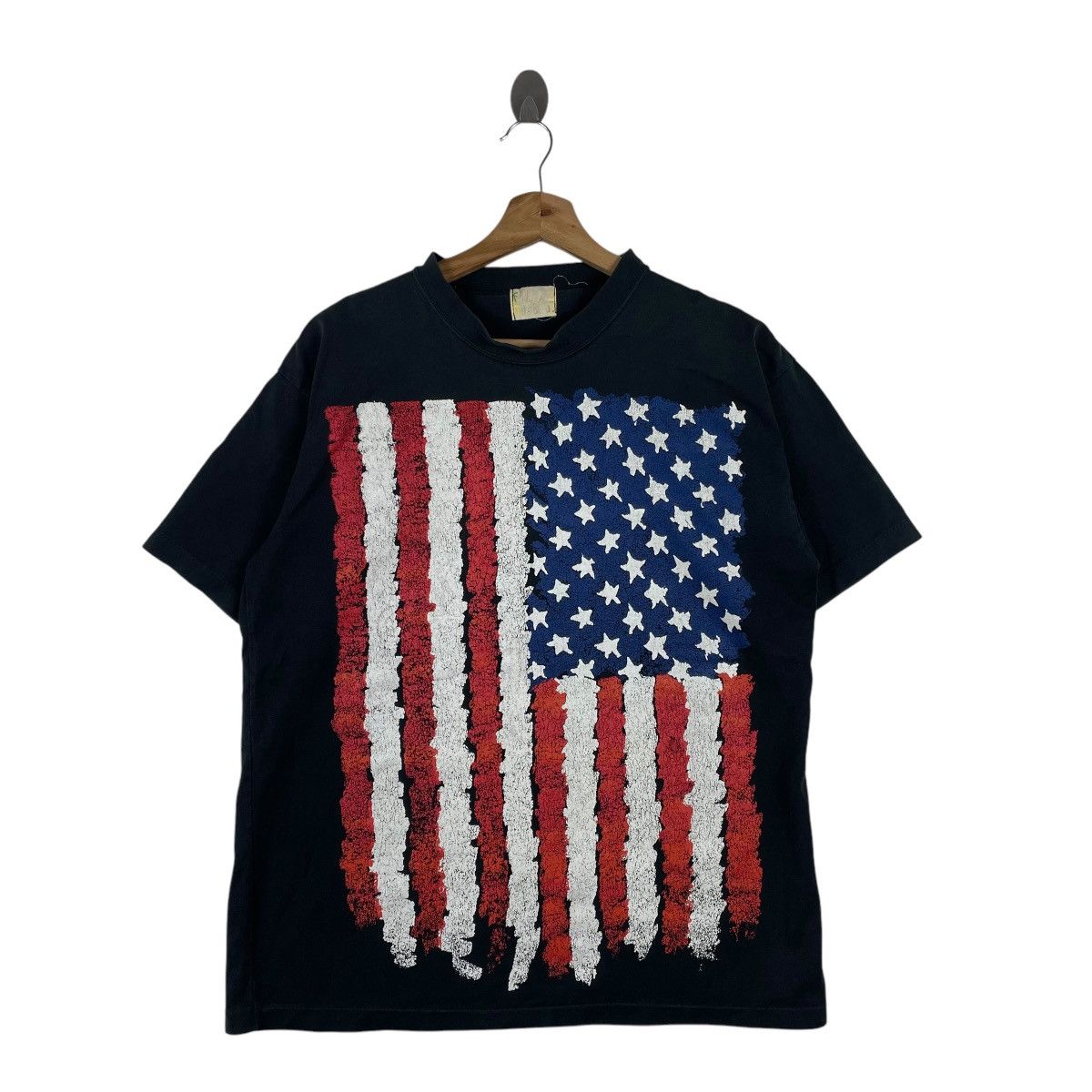Vintage Vintage 90s USA Flag Over Print Tee Shirt Size US M / EU 48-50 / 2 - 1 Thumbnail