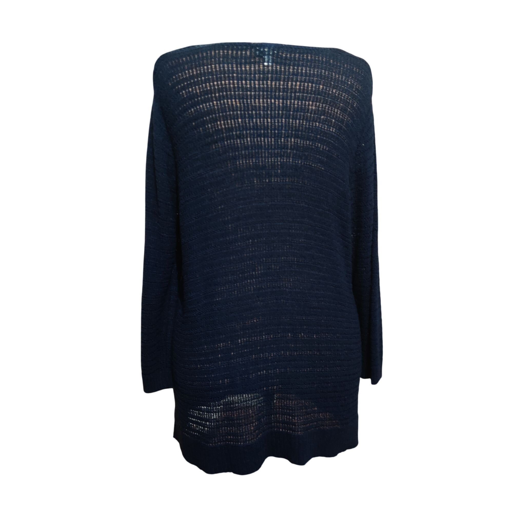 Chicos Chicos 3 XL 16 Navy Blue Open Knit Sweater Lightweight Slouc Size XXL / US 16-18 / IT 52-54 - 4 Thumbnail