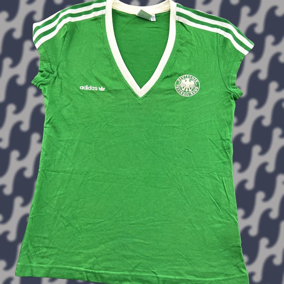 Adidas adidas Germany 2012 Retro Womens T-Shirt Green V Neck Soccer Football Shirt Ladies Size 40 Women's Nike Size S / US 4 / IT 40 - 1 Thumbnail