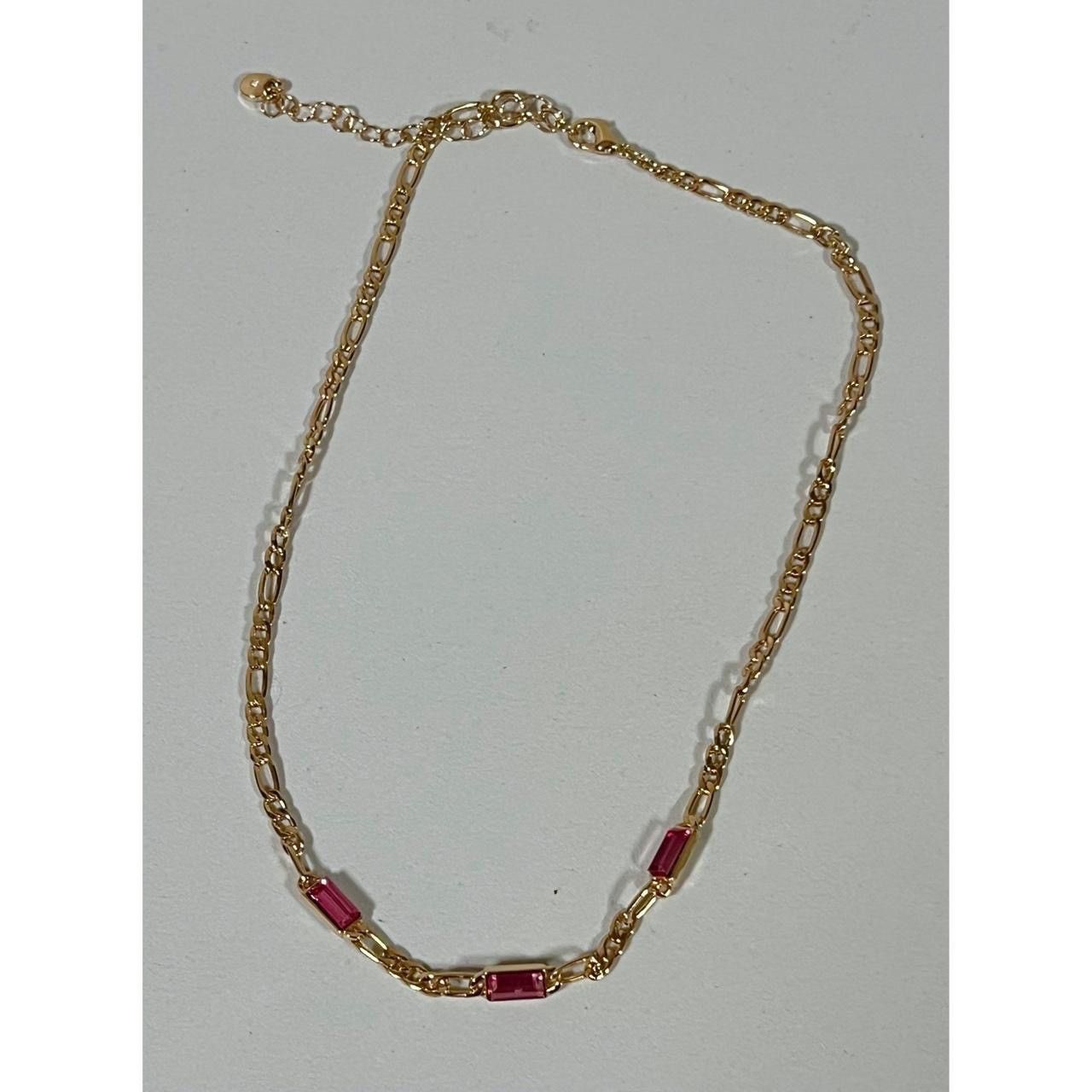 Jewelry × Vintage Gold Pink Diamond Gemstone Chainlink Necklace Jewelry 💖 Size ONE SIZE - 2 Thumbnail