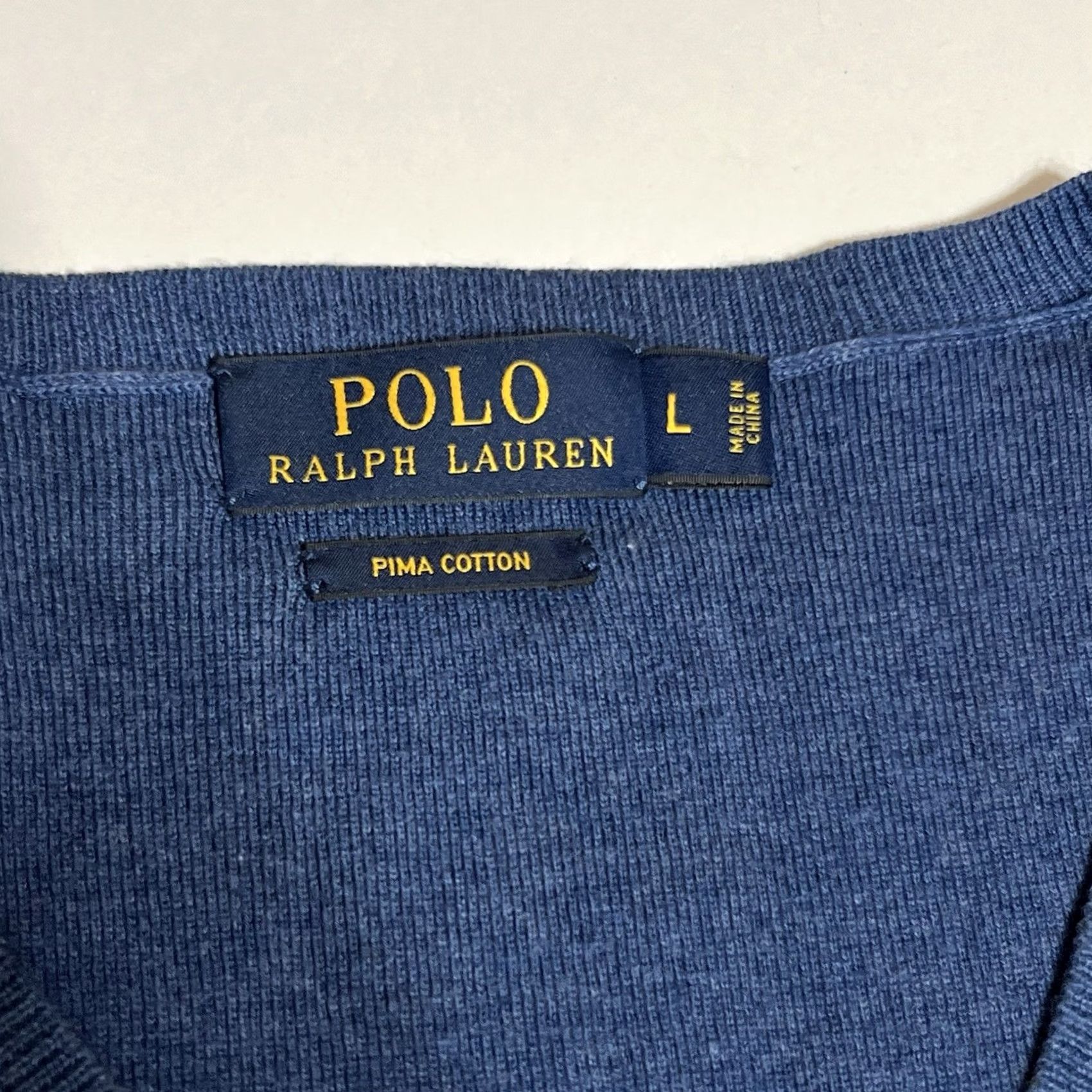 Polo Ralph Lauren Polo Ralph Lauren Sweater Mens L Blue V-Neck Pima Cotton Pullover Sweater Size US L / EU 52-54 / 3 - 7 Thumbnail