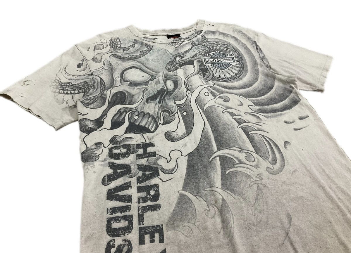 Harley Davidson × Vintage 🔥Y2K Vintage Harley Davidson Shirt Distressed Skull Snake Size US L / EU 52-54 / 3 - 3 Thumbnail