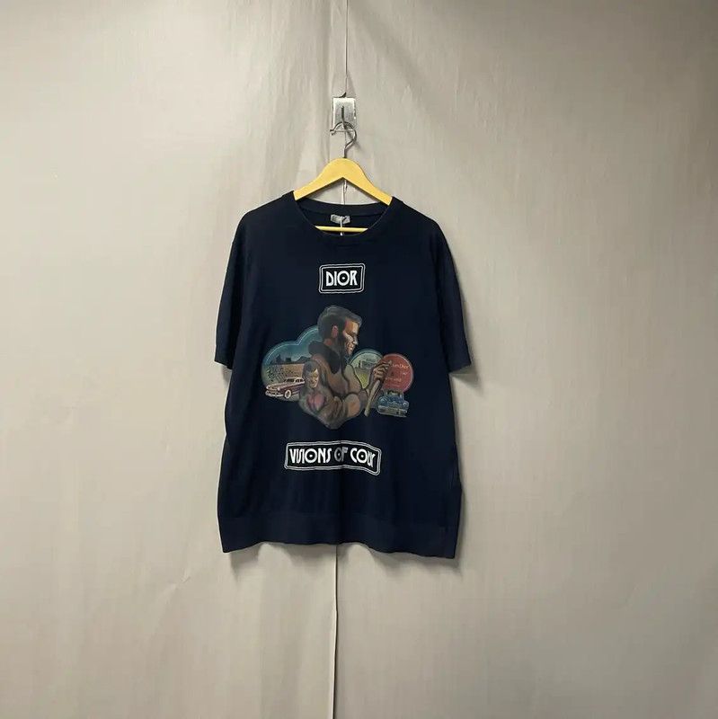 Dior Dior XL Navy Cotton Graphic T-Shirt 0089 Size US XL / EU 56 / 4 - 1 Thumbnail