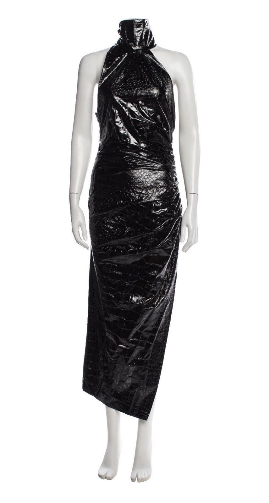 Alaia Alaia Asymmetric croc-effect vinyl halterneck midi dress 38 Size S / US 4 / IT 40 - 1 Thumbnail