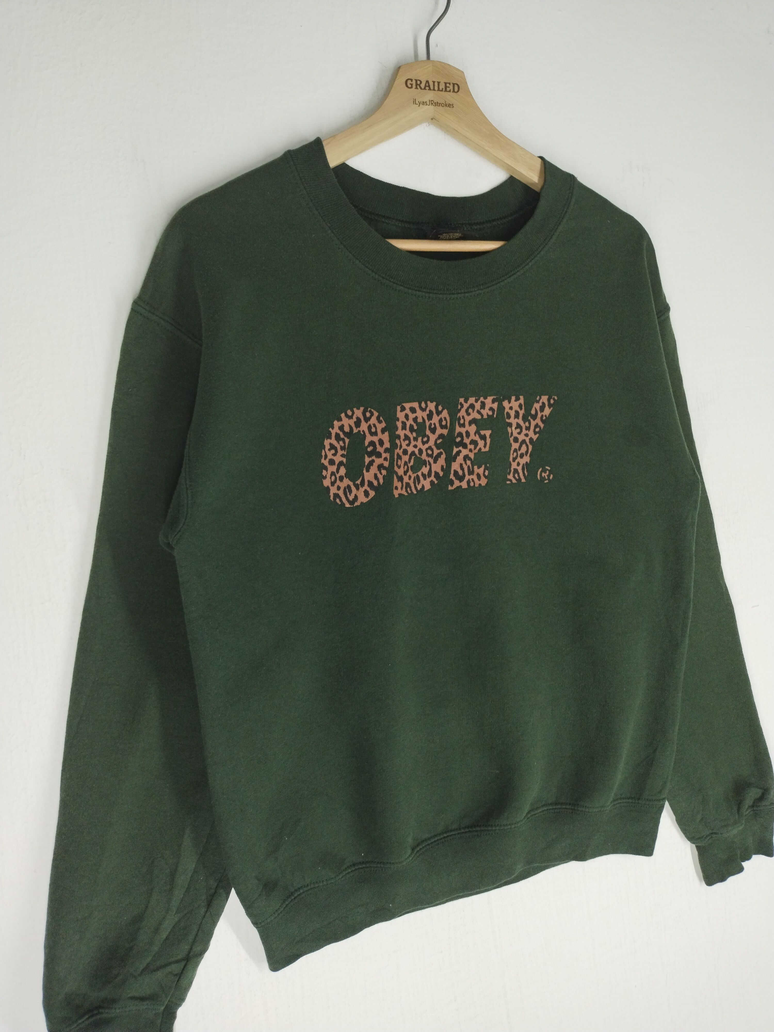 Obey × Vintage Vtg 90's Obey Box Logo Green Sweatshirt Size US S / EU 44-46 / 1 - 5 Thumbnail