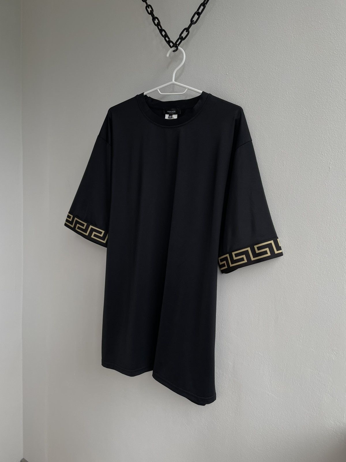Versace RARE Versace Greca-trim T shirt Tee Black Size US M / EU 48-50 / 2 - 2 Thumbnail