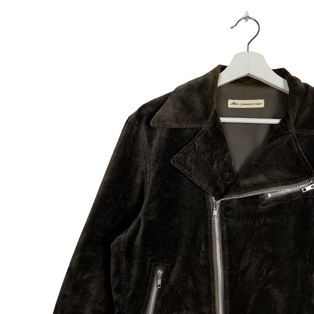 HARE HARE GENUINE PRODUCT VELVET DOUBLE COLAR MOTO RIDER JACKET Size US L / EU 52-54 / 3 - 5 Thumbnail