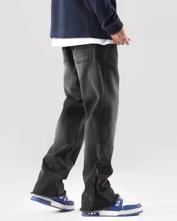 VIBE Vintage street leg zipper washed and faded micro flare jeans Size US 32 / EU 48 - 3 Thumbnail