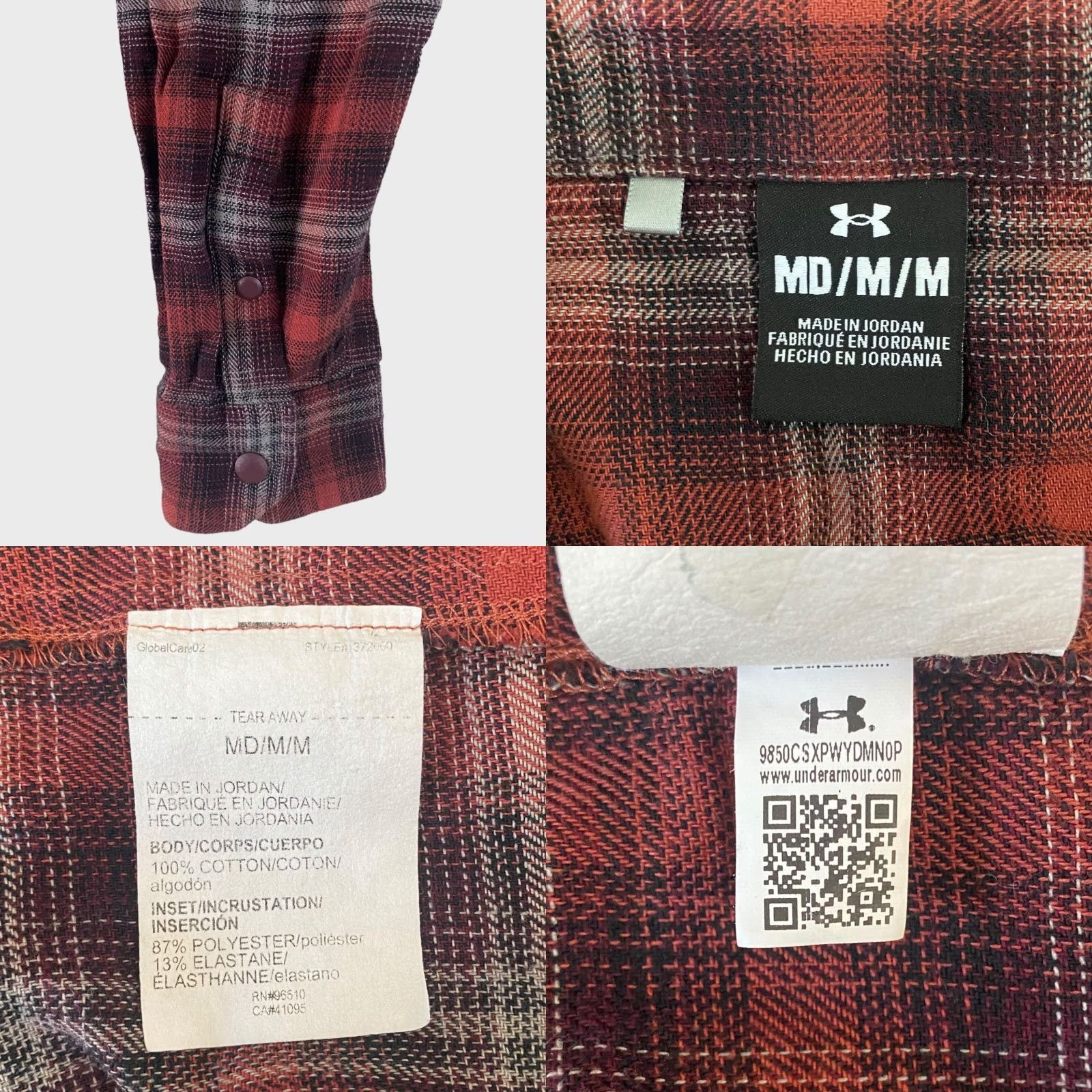 Under Armour Under Armour Tradesman Flex Flannel Shirt Mens Medium Red Plaid Snap Button-Up Shirt with Pockets Size US M / EU 48-50 / 2 - 8 Thumbnail