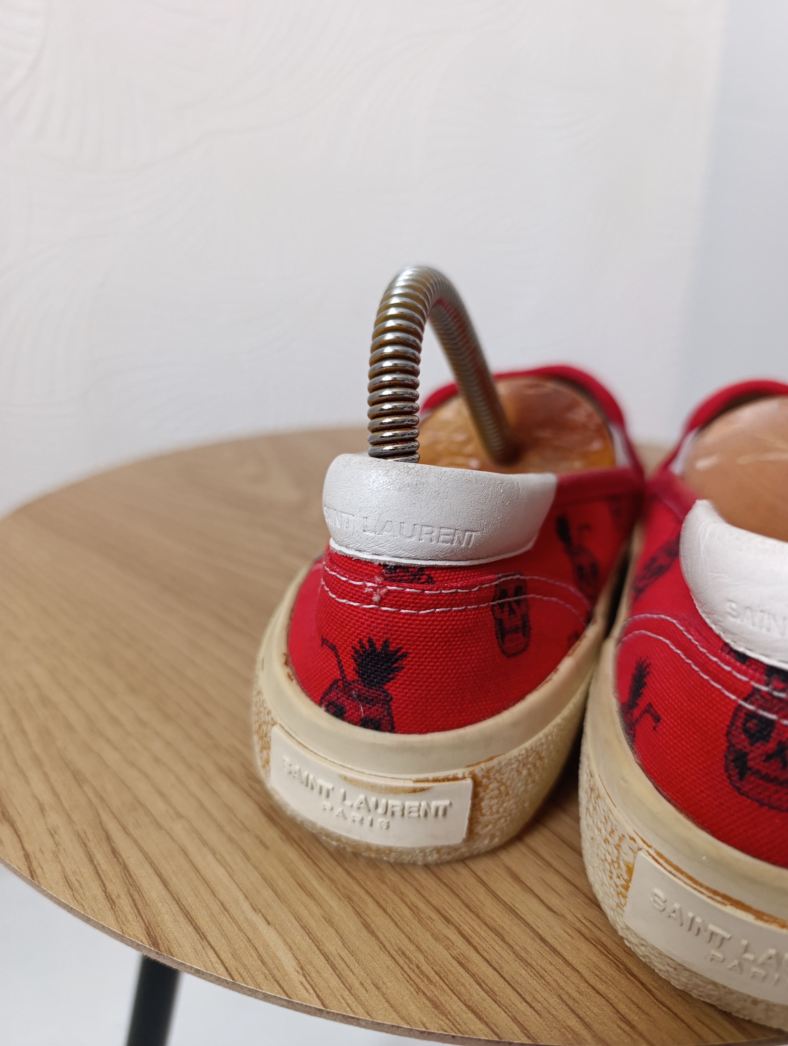 Saint Laurent Paris SAINT LAURENT RED SKULL PINEAPPLE SLIP-ON SNEAKERS Size US 7.5 / IT 37.5 - 10 Thumbnail