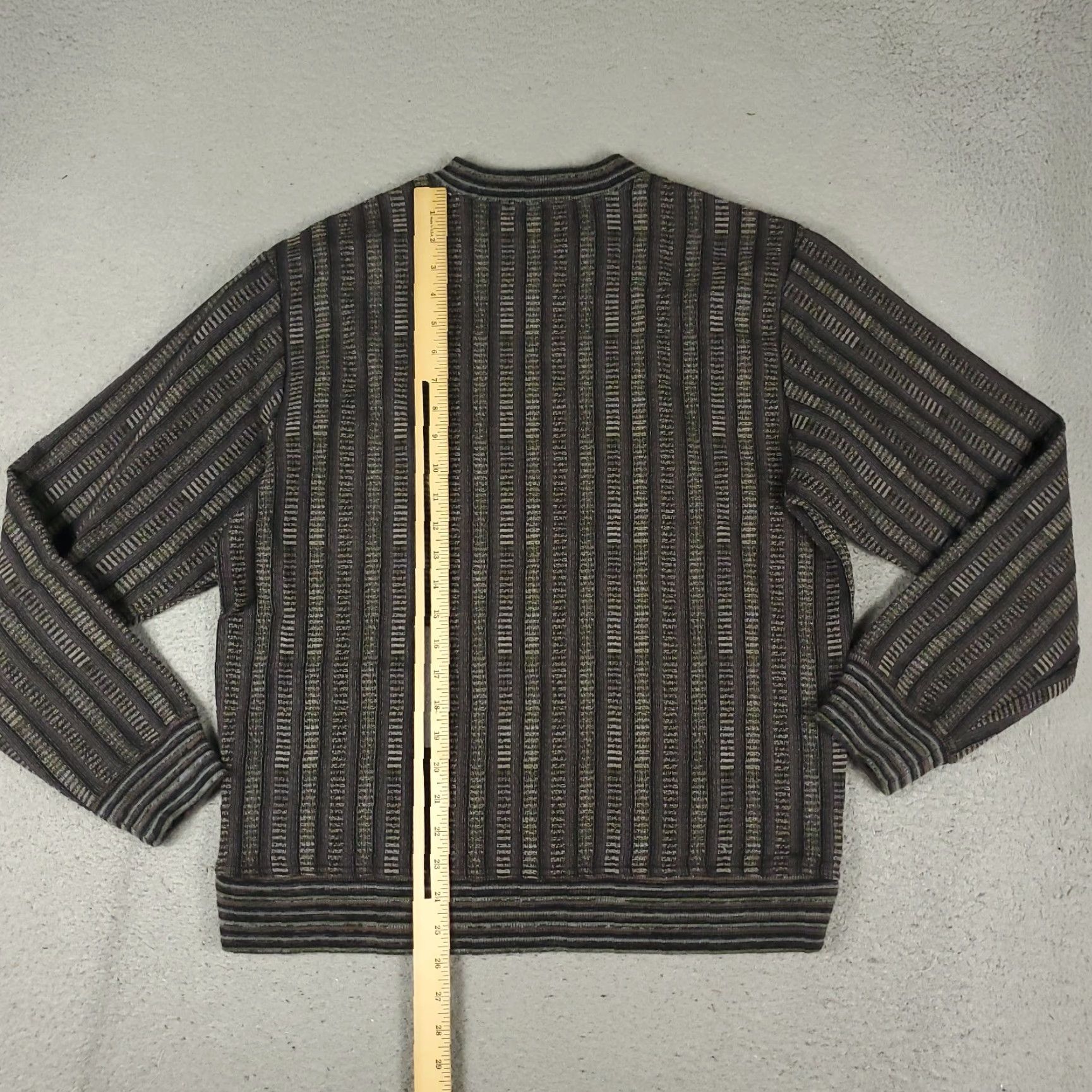 Vintage Jhane Barnes Sweater Mens Small Gray Striped V-Neck Pullover Sweatshirt Size US S / EU 44-46 / 1 - 5 Thumbnail