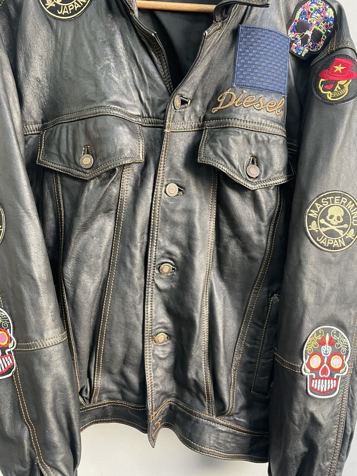 VINTAGE DIESEL AVANT GARDE Y2K LEATHER BOMBER JACKET