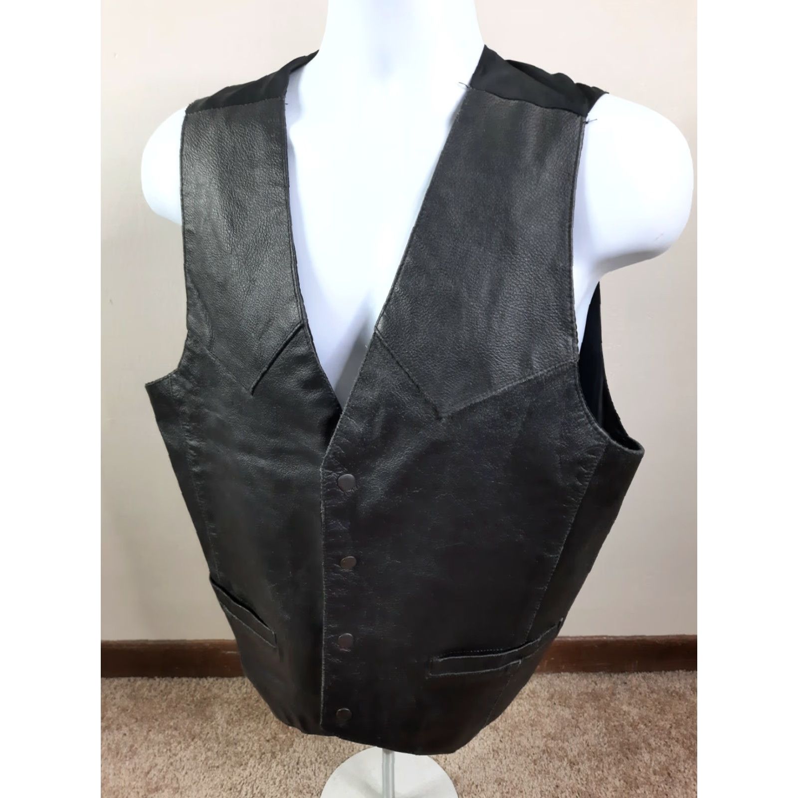 Vintage VINTAGE Permit Platinum Leather Black Mens Vest Western Style M Medium Pockets Size US M / EU 48-50 / 2 - 4 Thumbnail