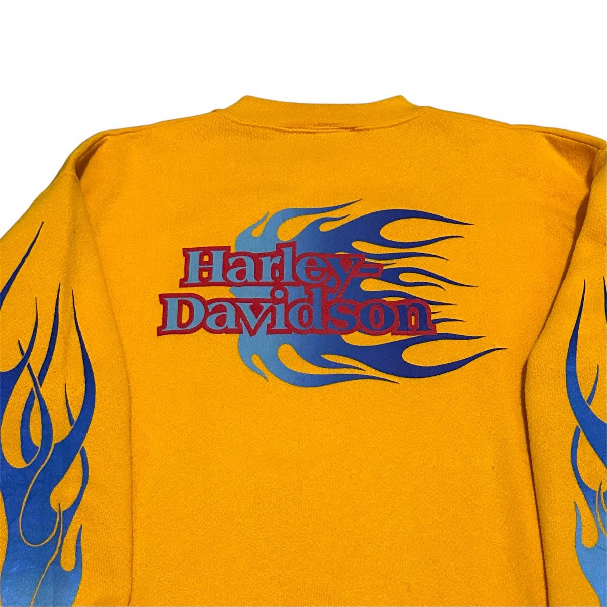 Harley Davidson (L) Vintage 1990s Harley Davidson Blue Flame Sleeve RARE Size US L / EU 52-54 / 3 - 3 Thumbnail