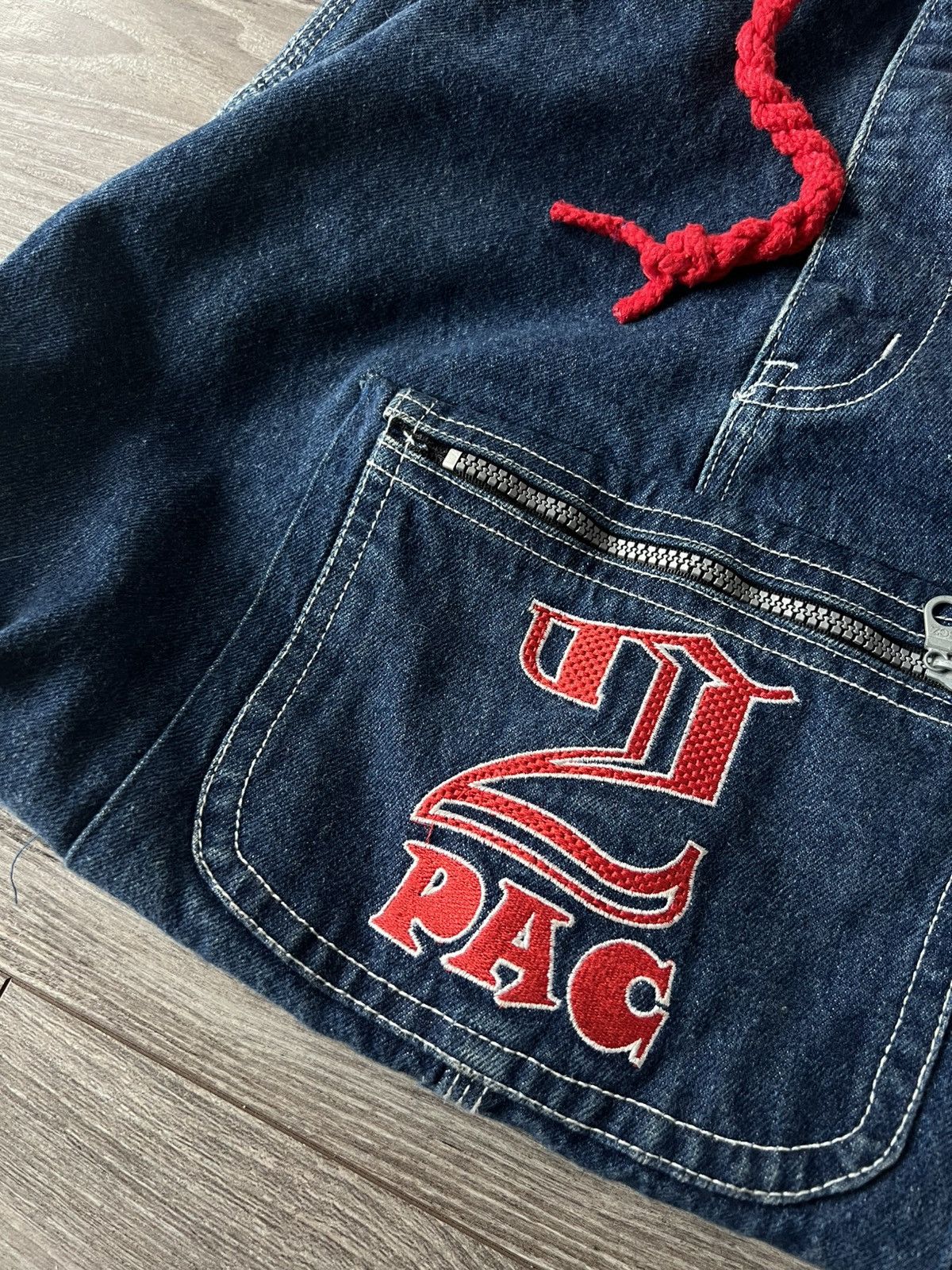 Affliction × Handmade ‼️Vintage Handmade Avant Garde 2Pac Denim Big Logo Sling Bag‼️ Size ONE SIZE - 13 Thumbnail