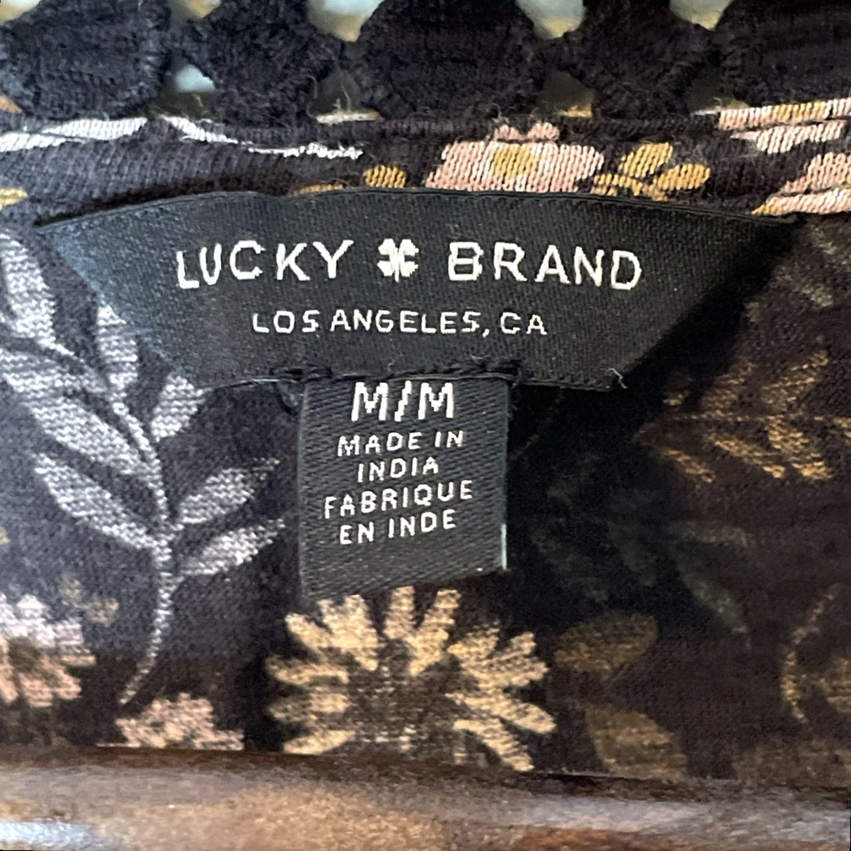 Lucky Brand Lucky Brand Tank M Black Yellow Floral Print Sleeveless Boho Crochet Embroidered Dainty Knit Shirt Women Size M / US 6-8 / IT 42-44 - 4 Thumbnail