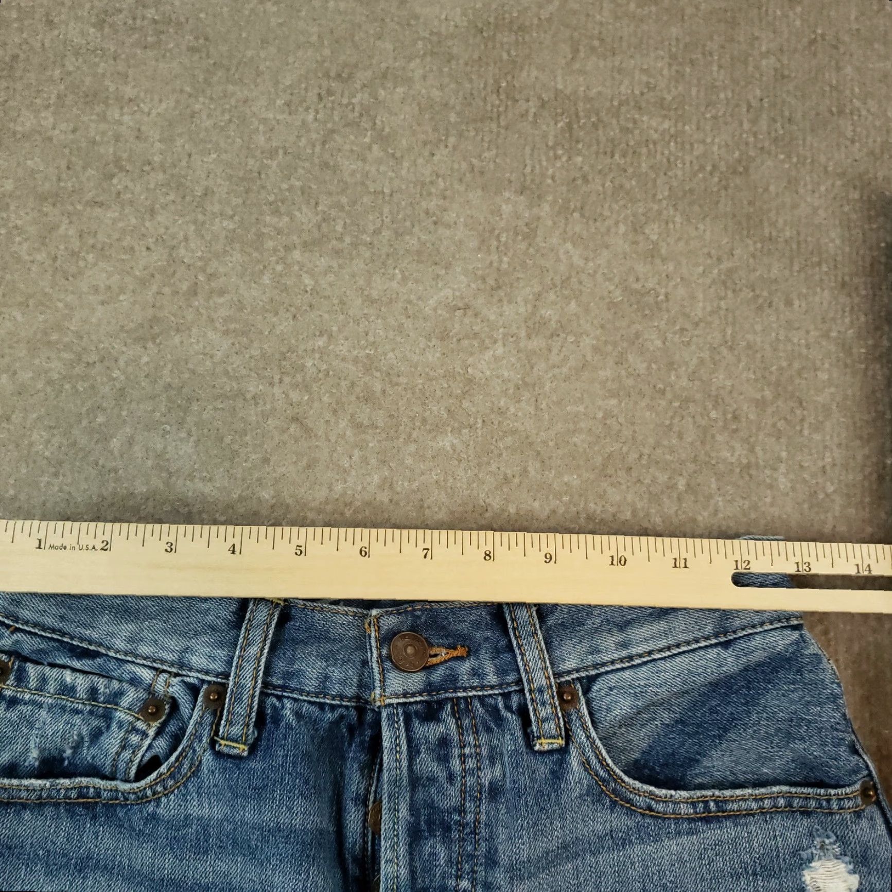 Vintage We The Free People Womens 25 Blue Denim Shorts Distressed Frayed Edge Size 42" / US 20 - 5 Thumbnail