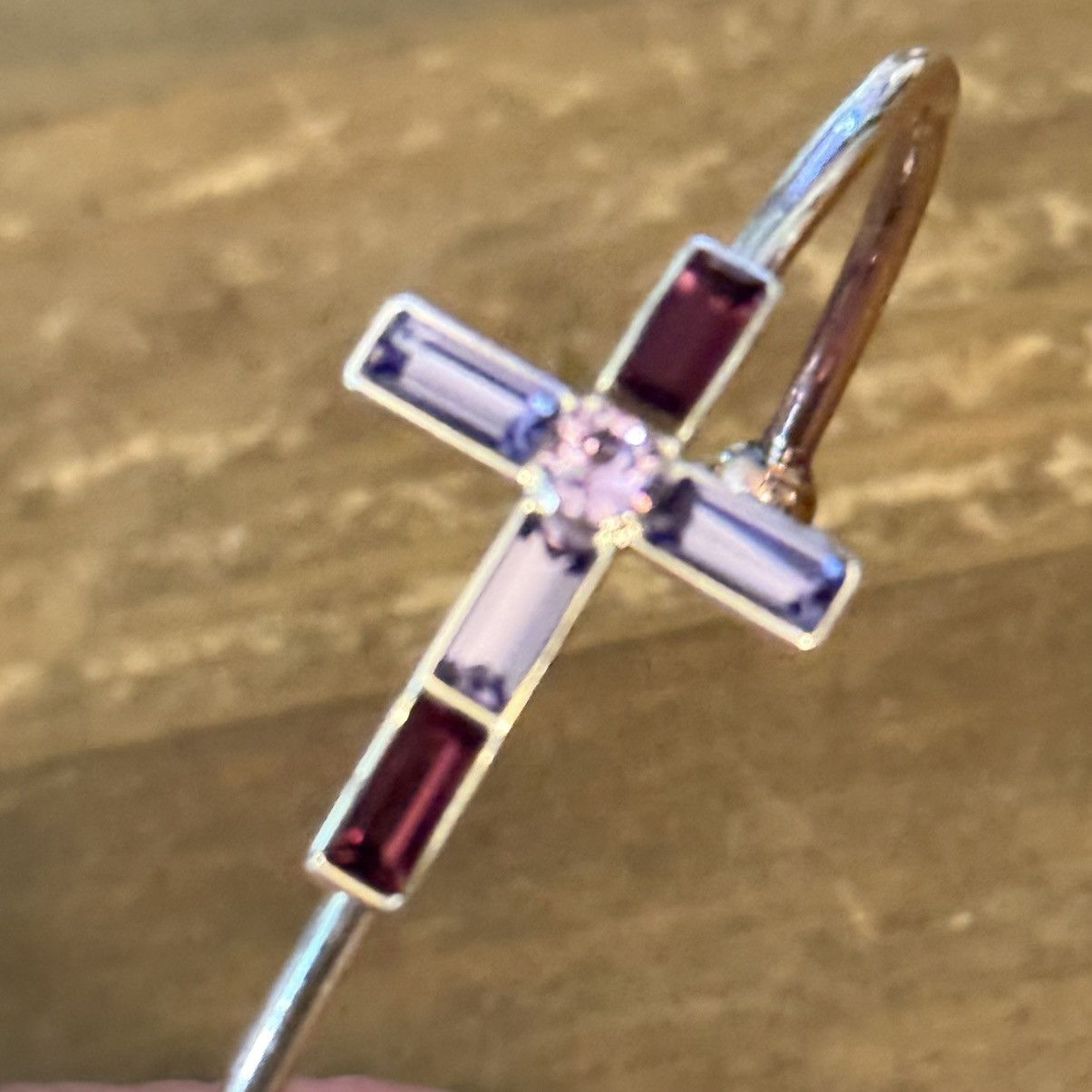 Other Silver tone purple rhinestone cross cuff bracelet Size ONE SIZE - 4 Thumbnail