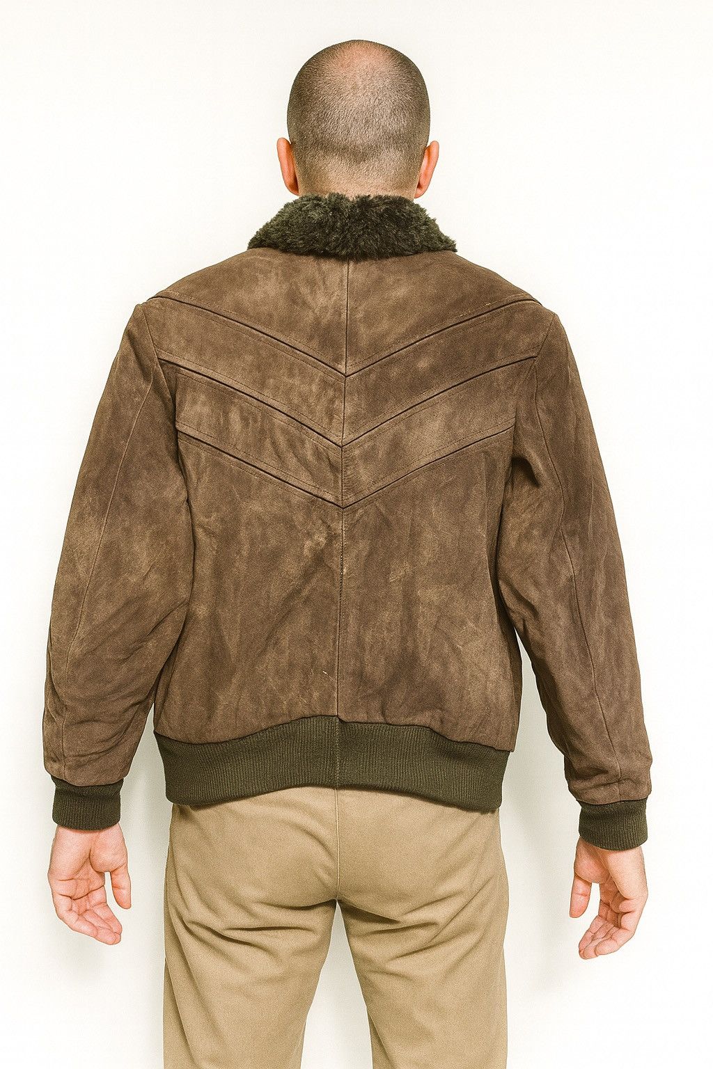 Genuine Leather Vintage Mr. GEAR Brown Suede Leather Jacket Shearling Collar Size US S / EU 44-46 / 1 - 2 Thumbnail