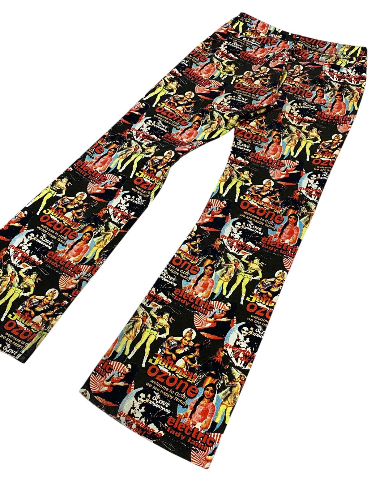 Vintage 💃90s Ozone Communituly Tokyo Cowgirls Printed Bootcut Jeans Size US 28 / EU 44 - 25 Thumbnail