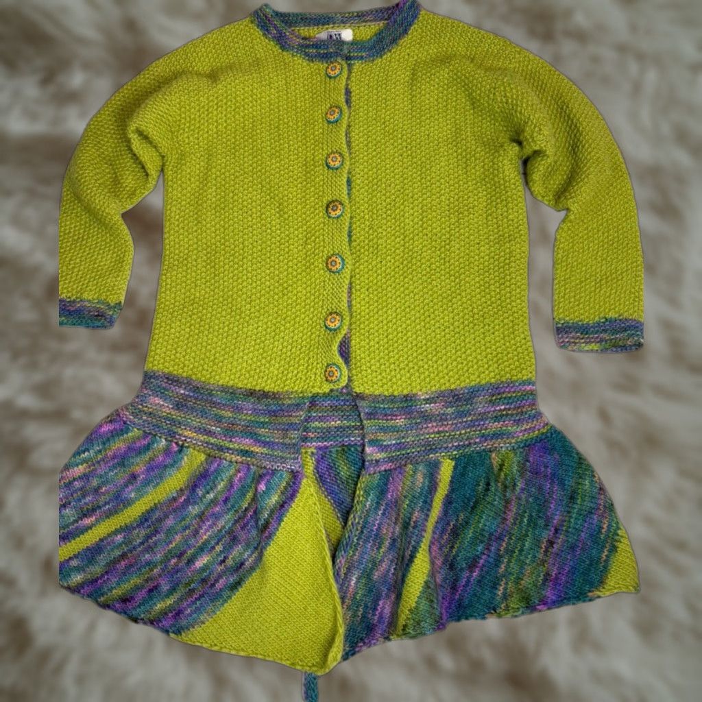 Vintage Dottie Weir Womens Sweater Cardigan Wool Tunic Size L Green Buttons Size L / US 10 / IT 46 - 1 Thumbnail