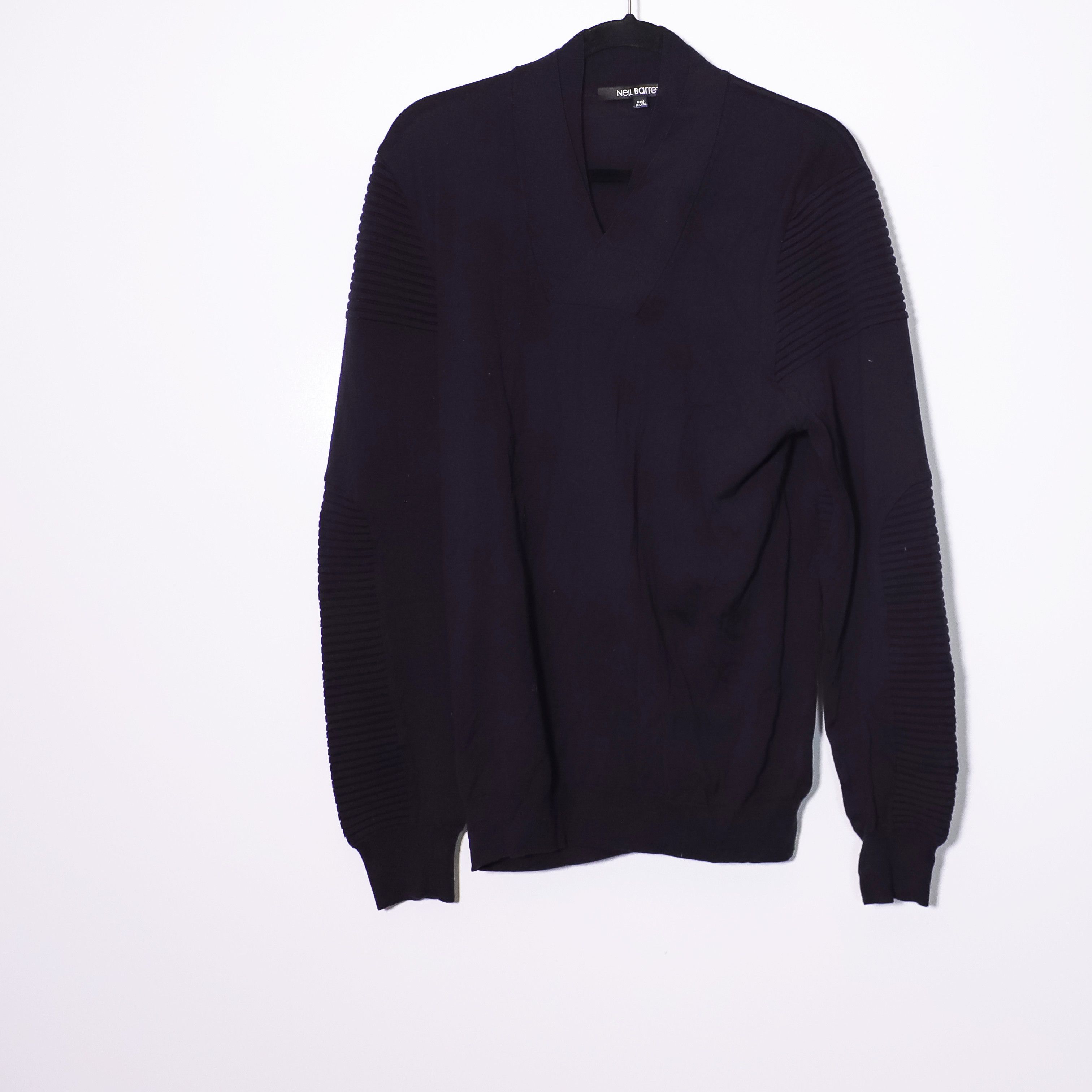 Neil Barrett Neil Barrett Men's Wool Knit V Neck Ribbed Size US L / EU 52-54 / 3 - 1 Thumbnail