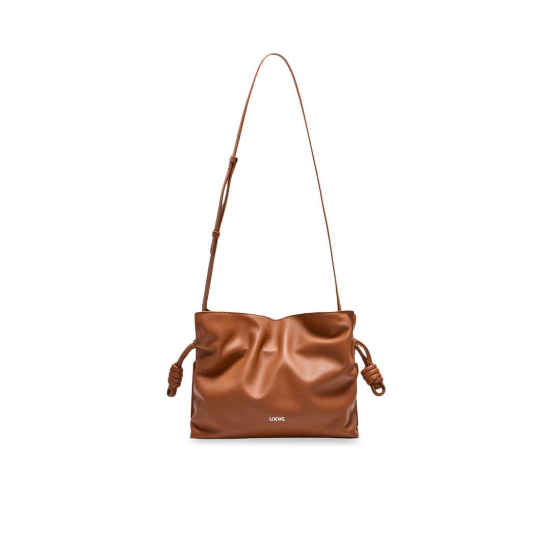 LOEWE Flamenco Medium $3150 Squirrel Nappa Leather Clutch Ba