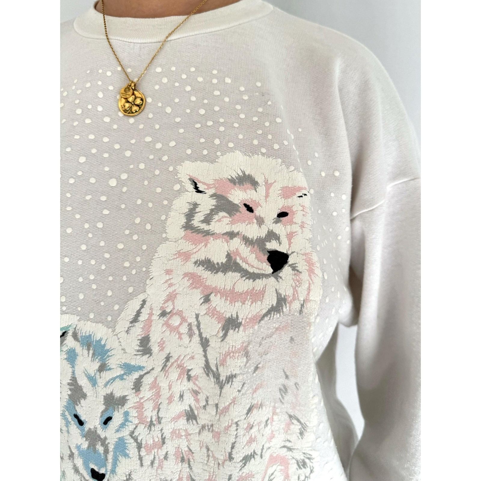 Other 90s vintage white snowy winter wolf graphic pullover sweater Size S / US 4 / IT 40 - 8 Thumbnail