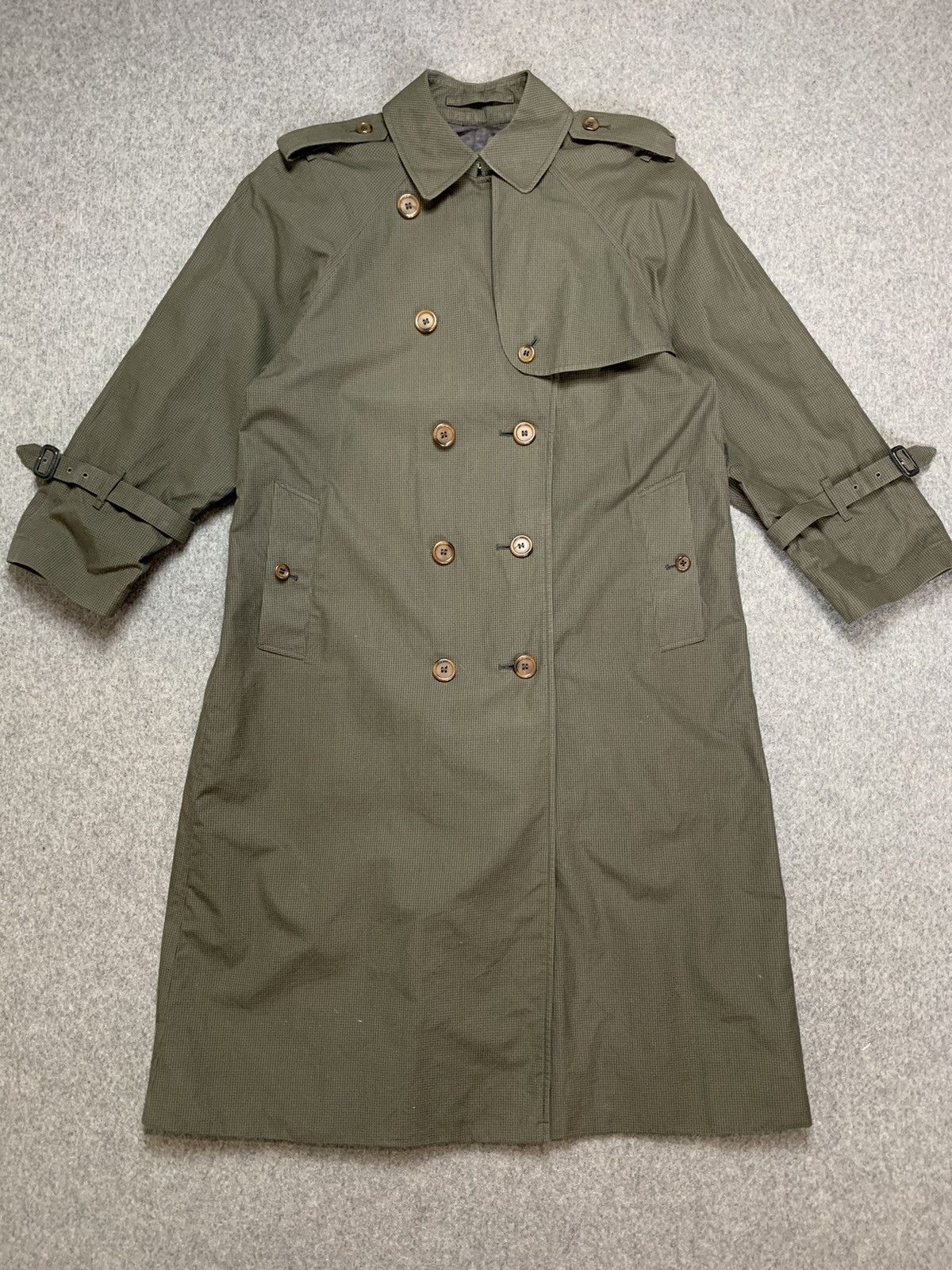 image of Burberry Trench Long Coat in Green, Men's (Size Medium)
