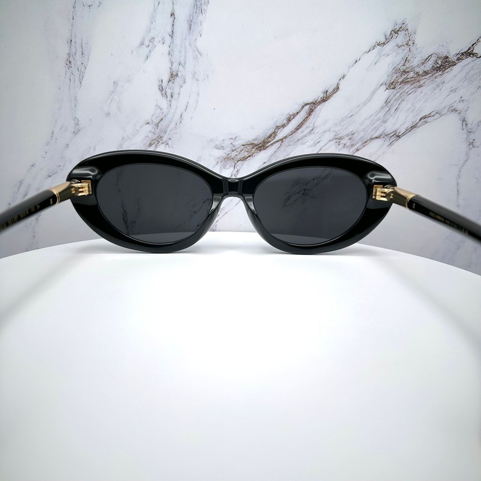 Dolce & Gabbana New Dolce & Gabbana Sunglasses Black Oval Cat Eye Gold Metal Size ONE SIZE - 14 Thumbnail