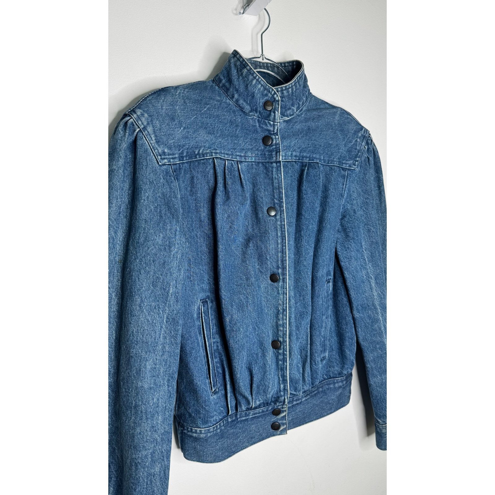 Vintage 1980s Vintage Denim Puff Sleeve Bomber Jacket Women’s Medium Size M / US 6-8 / IT 42-44 - 5 Thumbnail