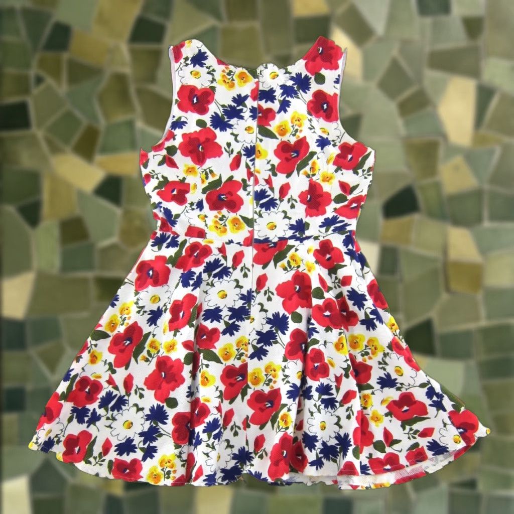 Vintage Havana VINTAGE HANA Shirt Womens Medium Red Floral 100% Cotton Sleeveless Tank Dress Zip Back Zipper 60s 70s Flower Maxi Sheath Sundress Size M / US 6-8 / IT 42-44 - 1 Thumbnail