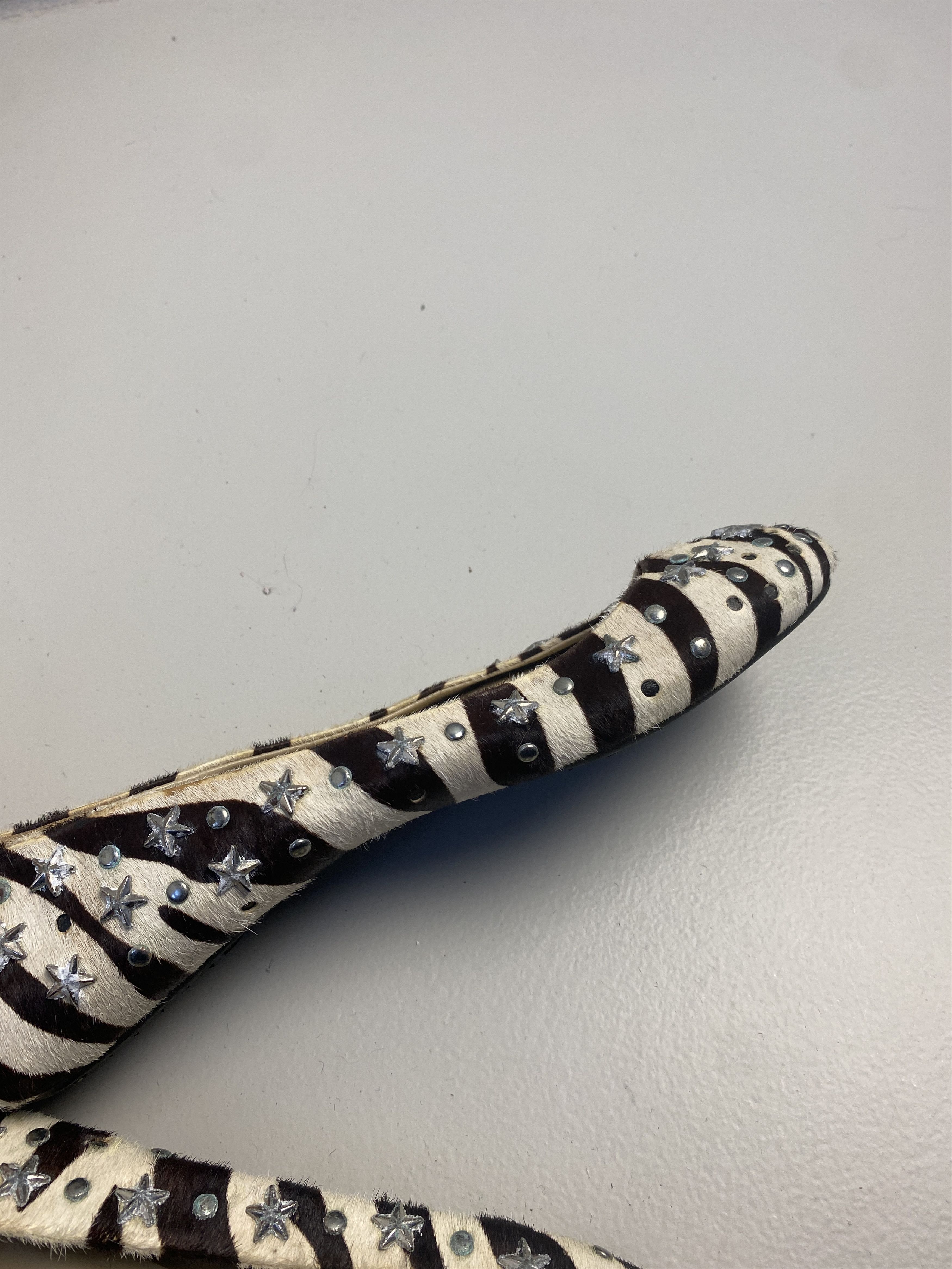 Jimmy Choo Jimmy Choo for H&M leather zebra print flats studded Size US 9 / IT 39 - 11 Thumbnail