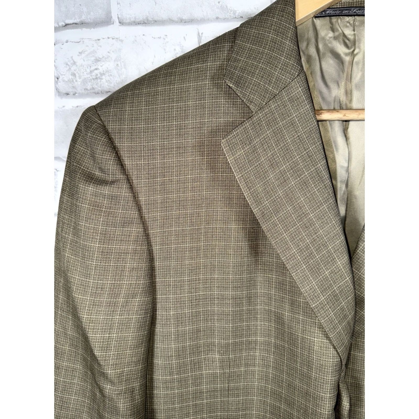Ermenegildo Zegna Ermenegildo Zegna Sport Coat Mens 40 Tan Silk Wool Plaid 3-button Size US XXS / EU 40 - 5 Thumbnail