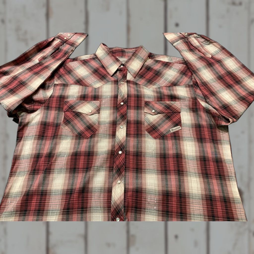 Wrangler VINTAGE Wrangler Western Shirt Mens XL Long Sleeve Plaid Button-Up Casual Cowboy Rodeo Red White Size US XL / EU 56 / 4 - 1 Thumbnail