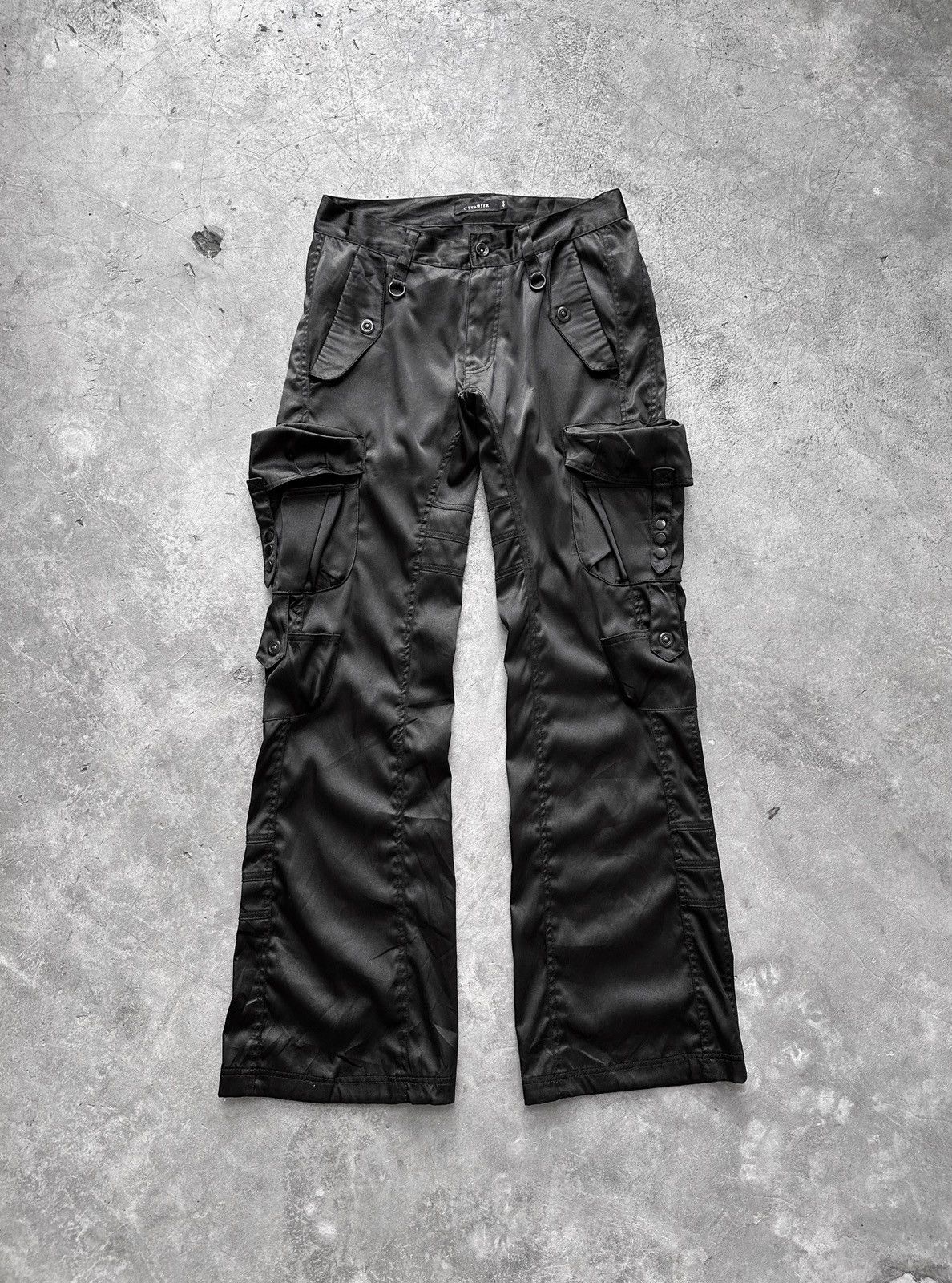image of If Six Was Nine x Le Grande Bleu L G B Civarize Flared 3D Pocket Cargo Pants in Black (Size 30)