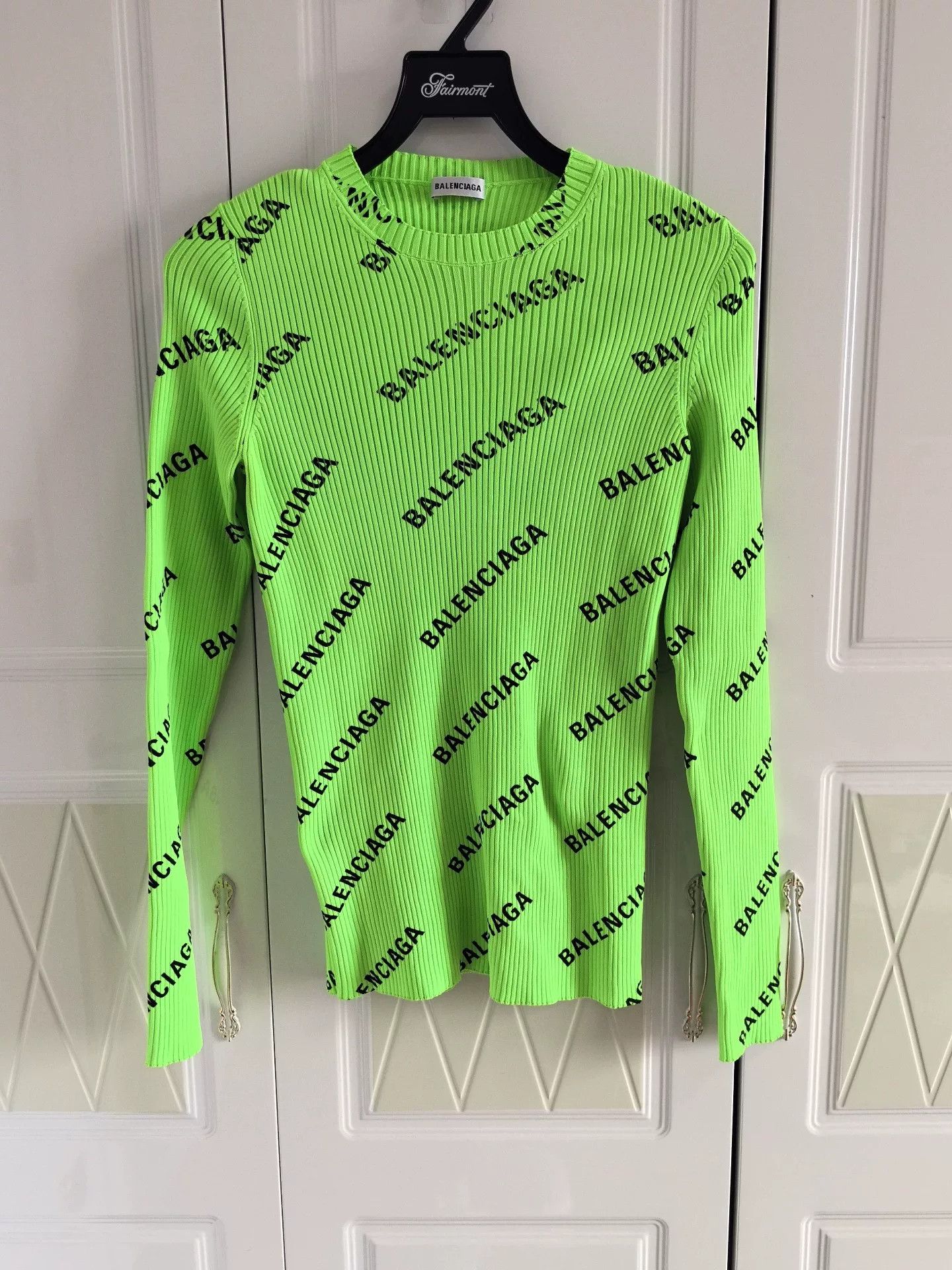 Balenciaga Balenciaga Logo Green Slim Long-sleeve T-shirt - dmc Size US M / EU 48-50 / 2 - 1 Thumbnail
