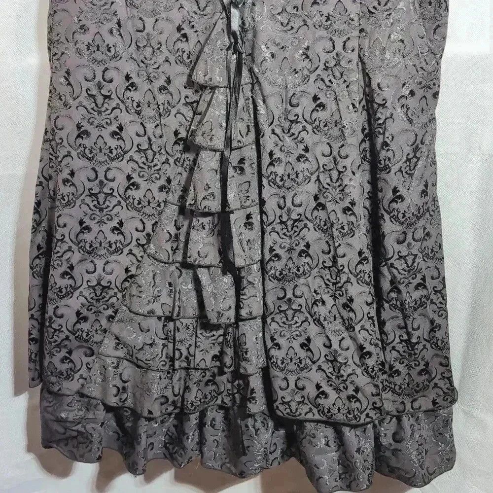 Vintage Black Brocade Strapless Black Dress sz 1X 48 in length Lace Size XL / US 12-14 / IT 48-50 - 5 Thumbnail